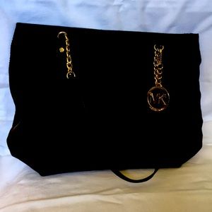 Michael Kors Black fabric shoulder bag with leather & metal straps